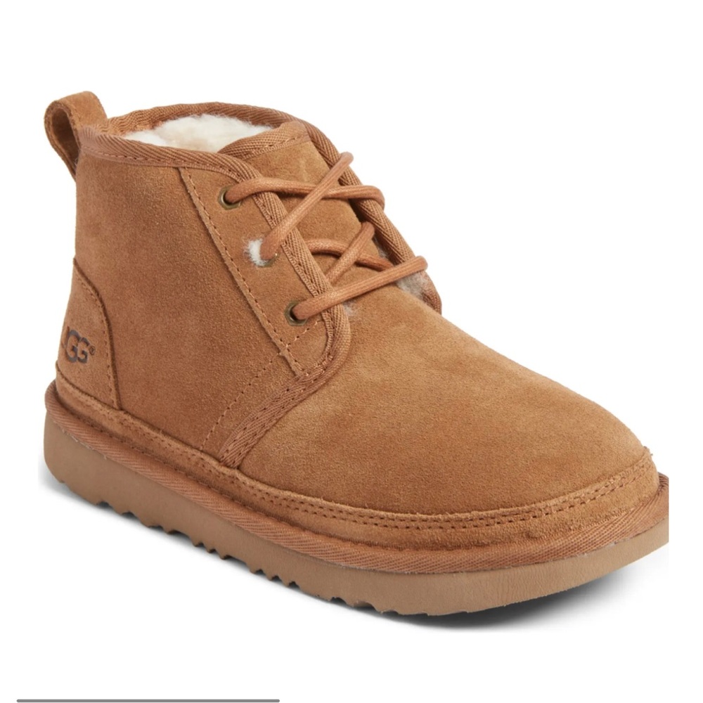 Ugg—Lace Up Neumel II—Boys Size 2 Chestnut Water and Stain Resistant